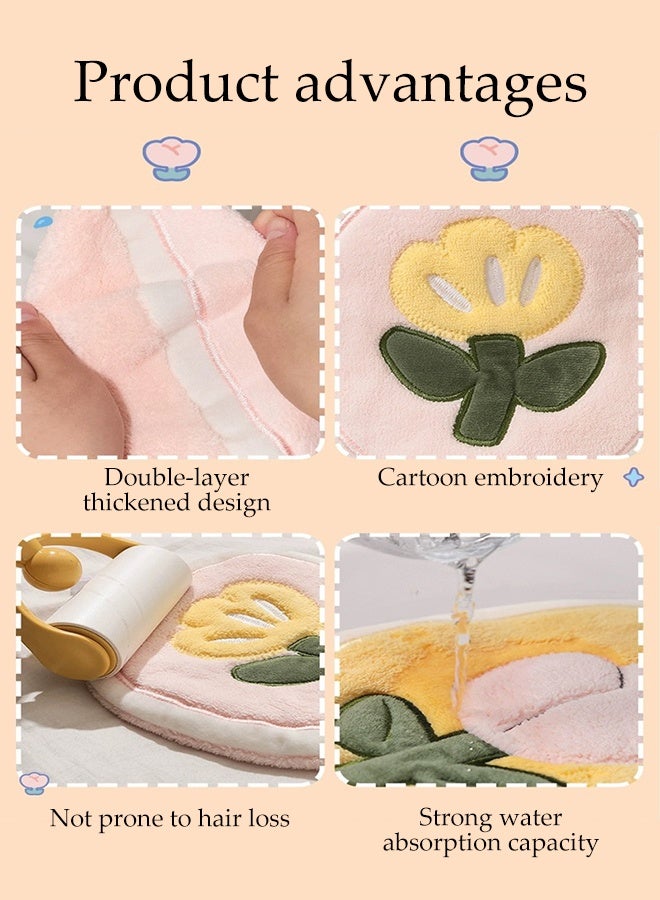 DUNISO 4pcs Hanging Hand Towels Bathroom Kitchen Soft Hand Towels Coral Velvet Washcloth Quick-Drying Super Absorbent Hand Towels with Hanging Loop for Kitchen and Bathroom - Image 3