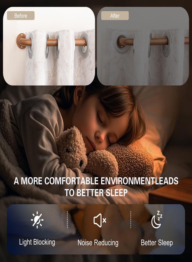 HTZON Blackout Wrap Around Curtain Rods for Windows 48 to 84 Inch:Room Darkening Imitation Wood Curtain Rod Heavy Duty Adjustable 1Inch Wooden Curved French Return Wraparound Curtain Rods Round Hidden - Image 2