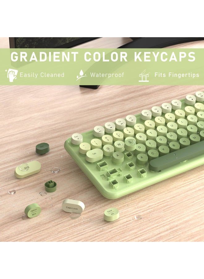 Links9+ Wireless Keyboard and Mouse, Full-Size Retro Typewriter Keyboard with Round Keycaps, 2.4GHz for Windows, Mac, Laptop, PC, Desktop (Green Gradient) - Image 2