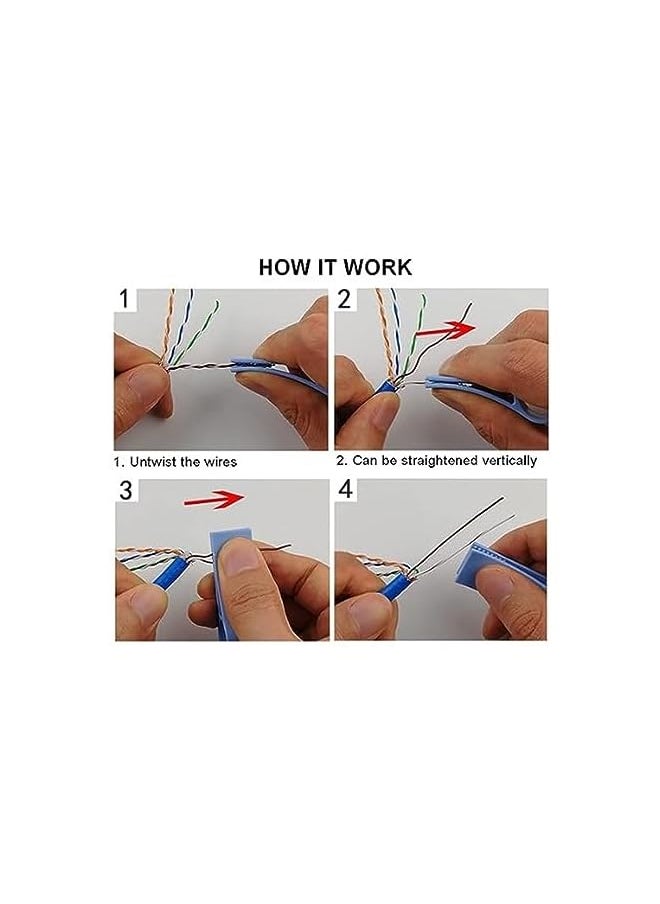 PROMASS - promass 6 Pcs Network Cable Untwist Tool, Engineer Wire Straightener for CAT5 CAT5E CAT6 CAT7, Quick & Easy Wires Pair Separator Tools, Engineer Wire Stripper, Blue - Image 1