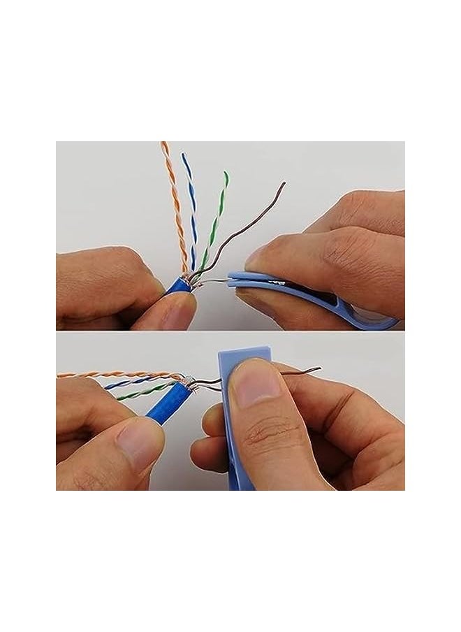 PROMASS - promass 6 Pcs Network Cable Untwist Tool, Engineer Wire Straightener for CAT5 CAT5E CAT6 CAT7, Quick & Easy Wires Pair Separator Tools, Engineer Wire Stripper, Blue - Image 1