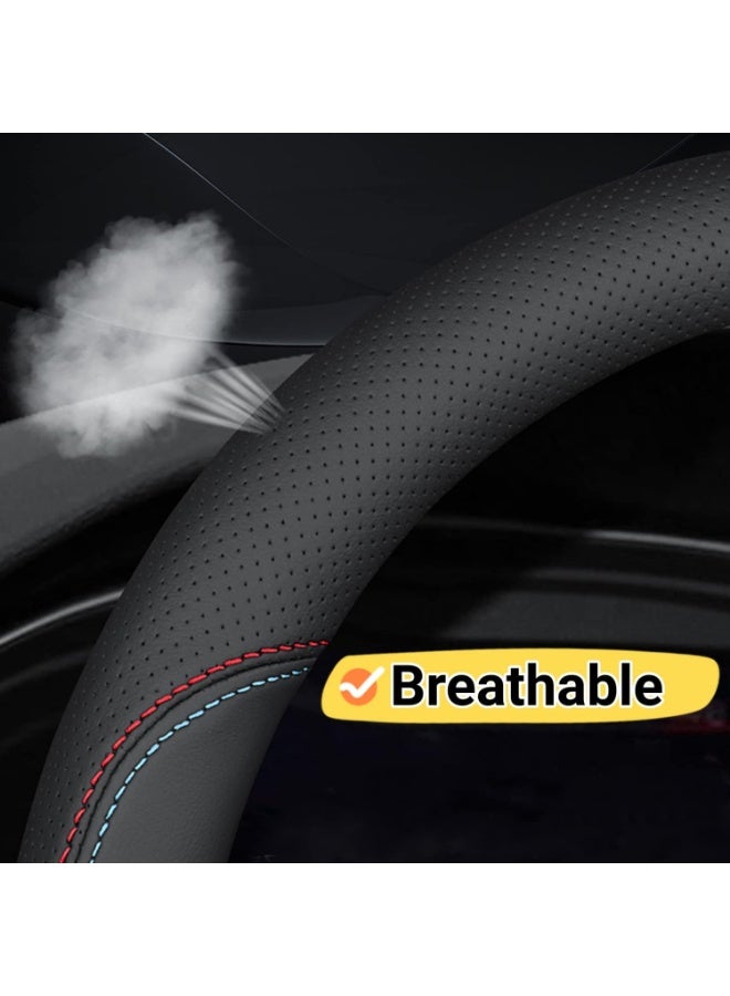 Steering Wheel Cover Compatible with Toyota RAV4 2001-2023, Breathable Premium Leather Car Steering Wheel Cover, Anti-Slip Design, B-Style - Image 4