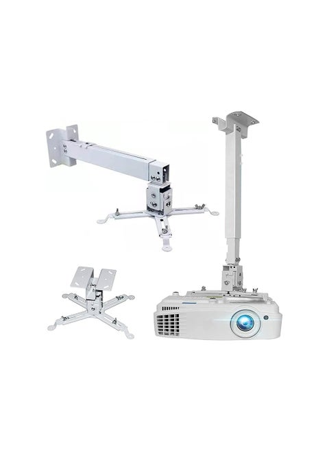 Projector Drop Ceiling & Wall Mount – Universal Adjustable Height Pole Holder – Holds Up to 33 lbs – White
