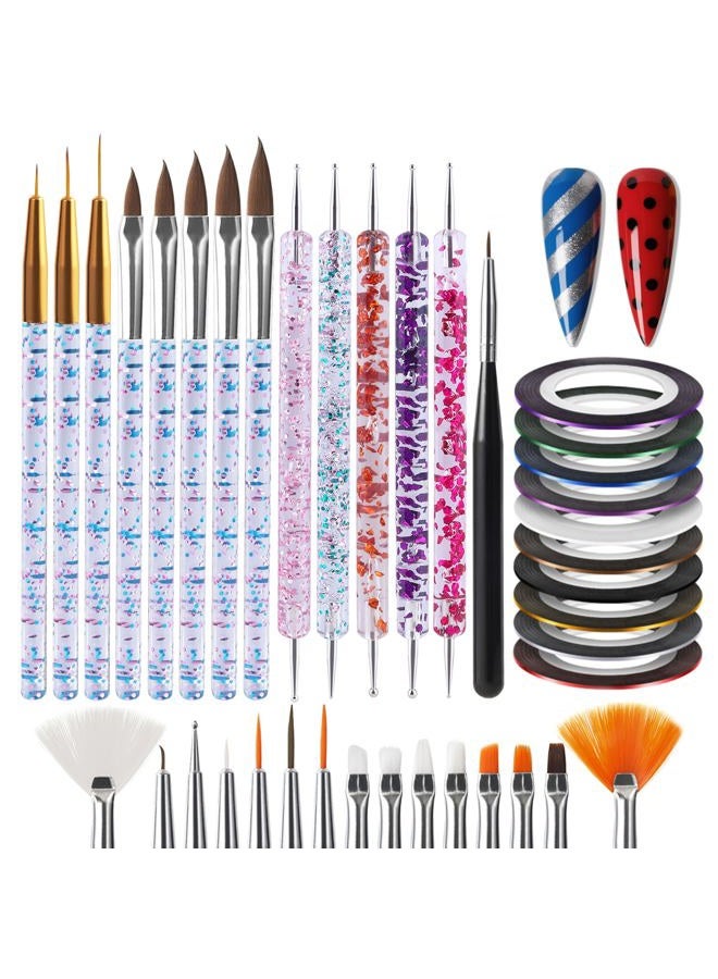 Artdone 38Pcs Nail Striping Tape Lines Kit With Nail Art Pens Dotting Tools And Liner Brushes For Gel Polish Small Detail Drawing Design Paint - Image 1