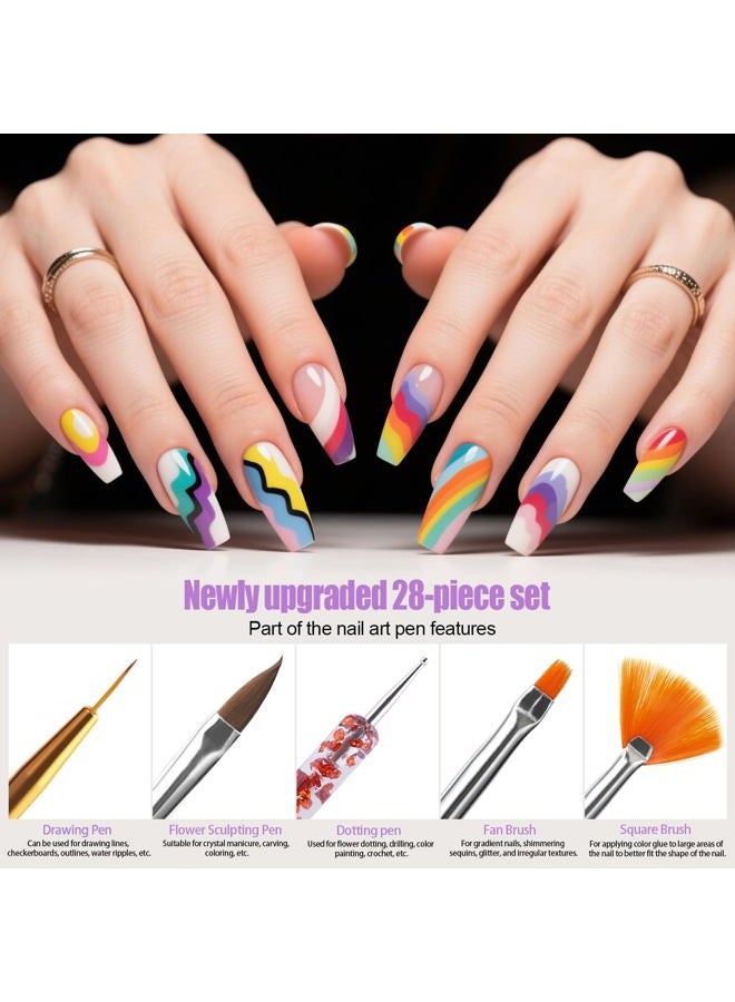 Artdone 38Pcs Nail Striping Tape Lines Kit With Nail Art Pens Dotting Tools And Liner Brushes For Gel Polish Small Detail Drawing Design Paint - Image 4