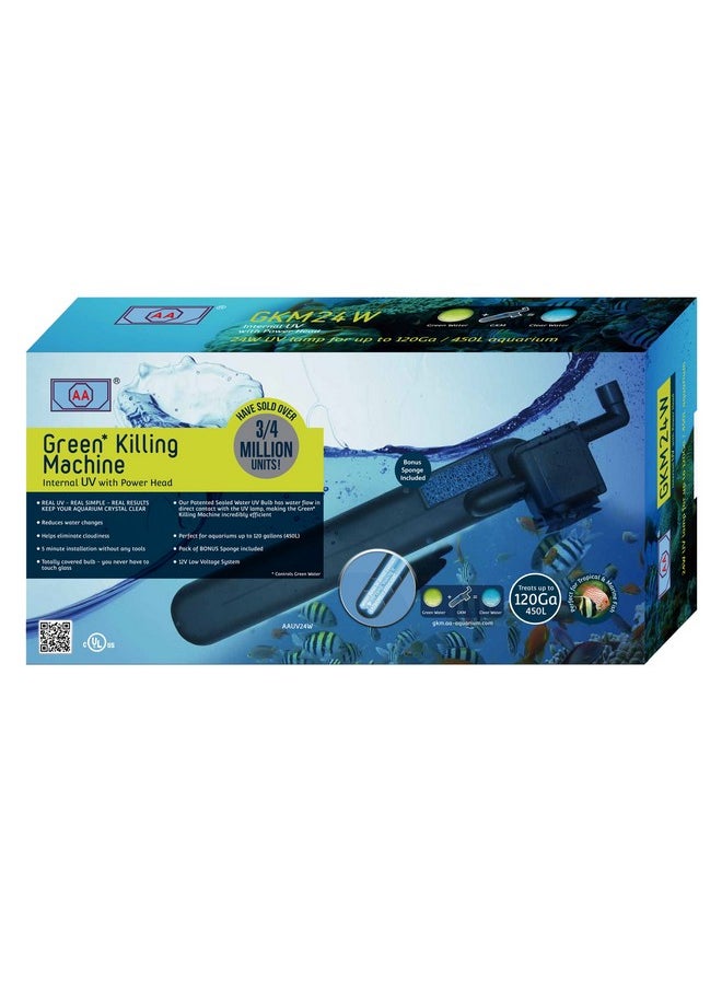 أيه أيه Gkm24W الأشعة فوق البنفسجية الداخلية لأحواض السمك حتى 120Ga، أسود  - Image 1