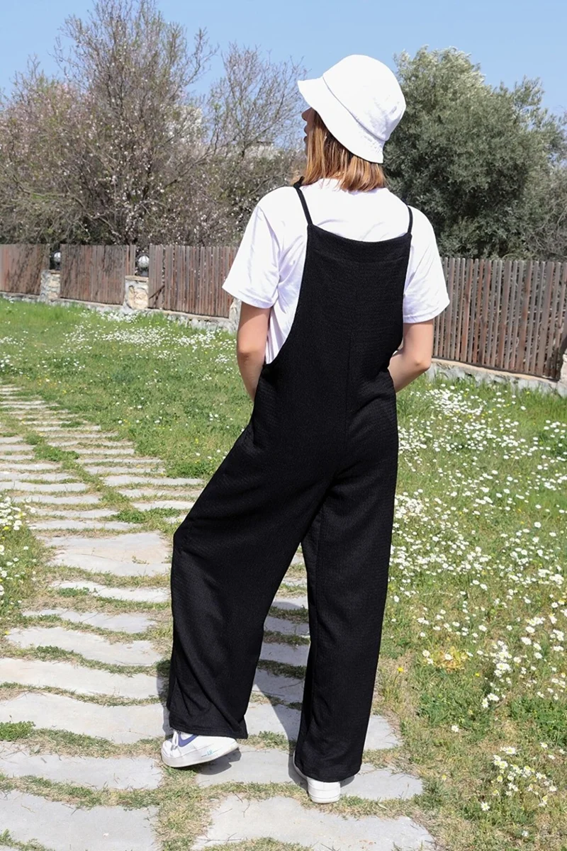Barbora Casual Strappy Loose Cut Summer Women's Jumpsuit BT5104BLACK