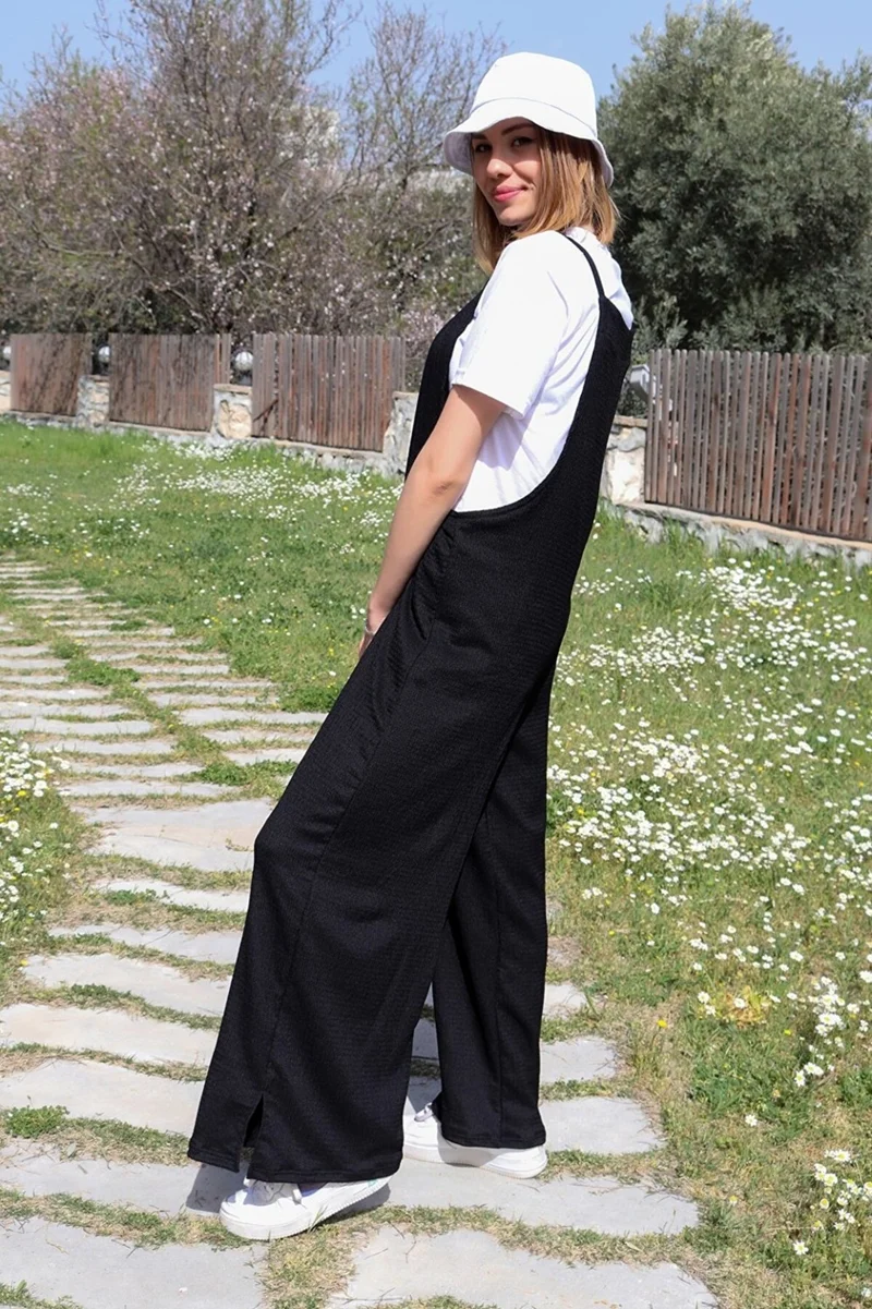 Barbora Casual Strappy Loose Cut Summer Women's Jumpsuit BT5104BLACK