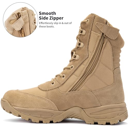 WIDEWAY Men's Tactical Work Boots Lightweight Military Combat Boot Army Desert Botas 8 inch - Image 3