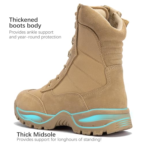 WIDEWAY Men's Tactical Work Boots Lightweight Military Combat Boot Army Desert Botas 8 inch - Image 4