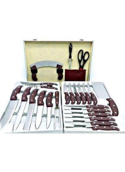 25 Piece Knife Set with Covers Brown 1.08kg
