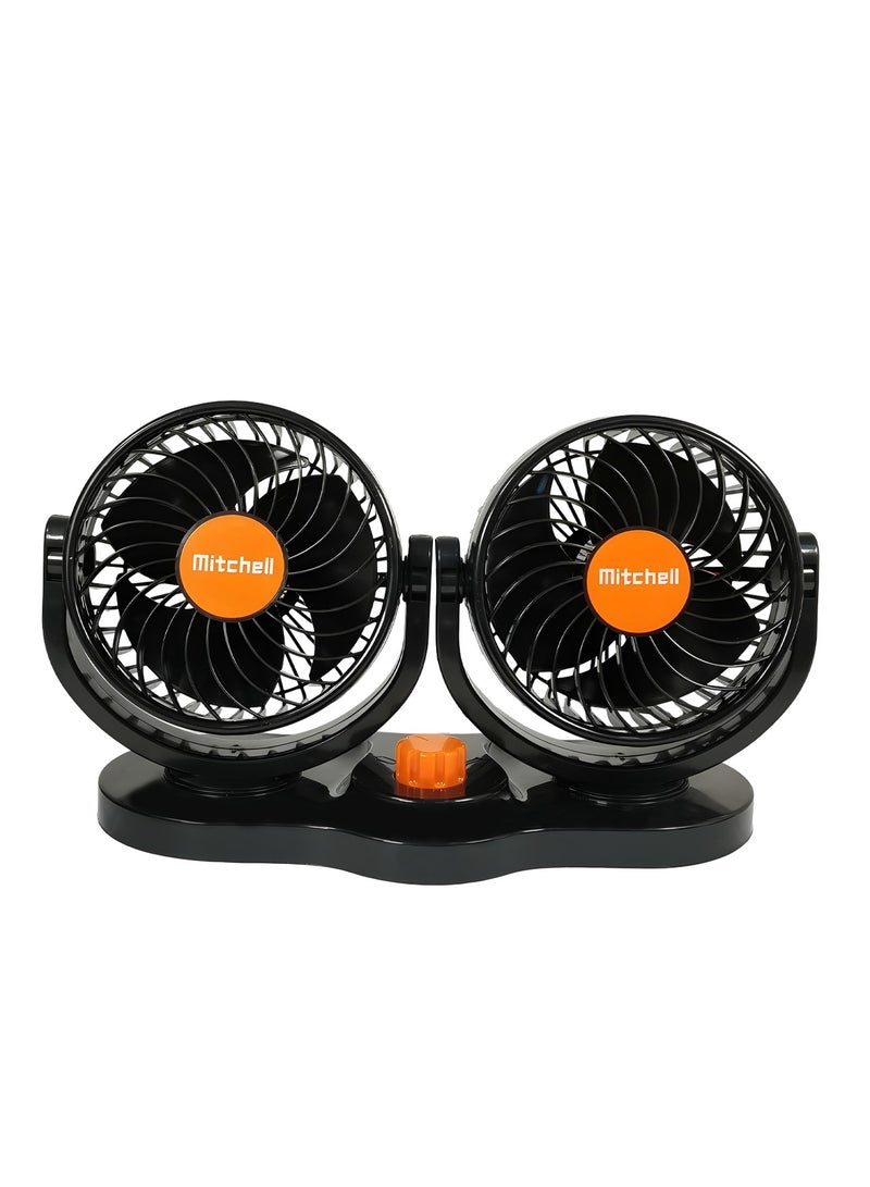 ميتشل مروحة سيارة Mitchell HX-T312 ثنائية الرأس، 5 بوصات، 12 فولت/24 فولت، زاوية قابلة للتعديل، سرعتان، محرك هادئ، للسيارة والشاحنة والسيارة الترفيهية والمنزل والمكتب - Image 2