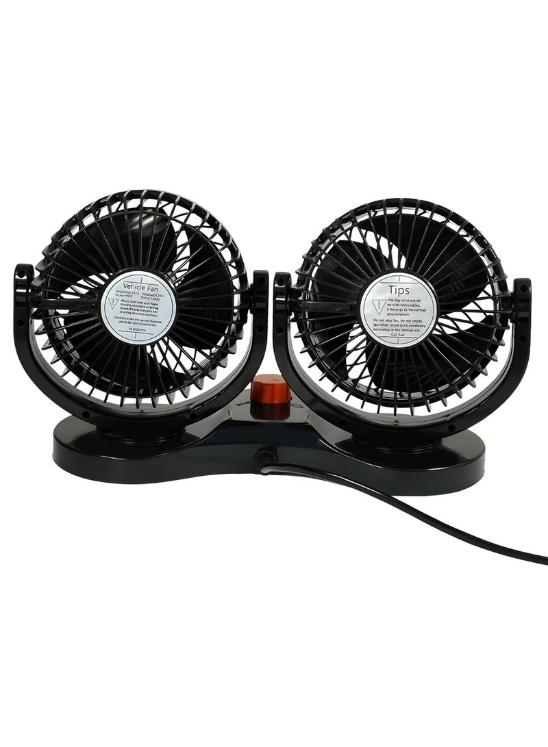 ميتشل مروحة سيارة Mitchell HX-T312 ثنائية الرأس، 5 بوصات، 12 فولت/24 فولت، زاوية قابلة للتعديل، سرعتان، محرك هادئ، للسيارة والشاحنة والسيارة الترفيهية والمنزل والمكتب - Image 3