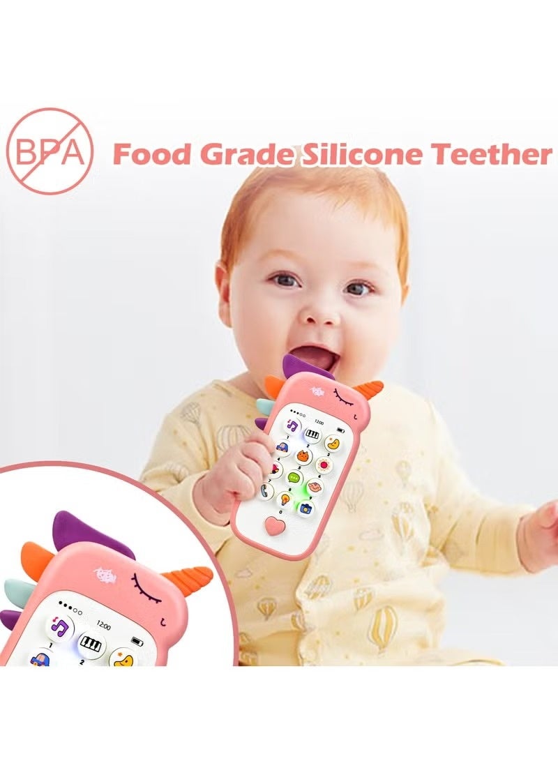 Aurevip Baby Cell Phone Toys, Fun and Educational Sound Toy for Babies and Toddlers for 6+ Months,Toy Mobile Phone Music Learning Education Mobile Toys (Pink) - Image 4