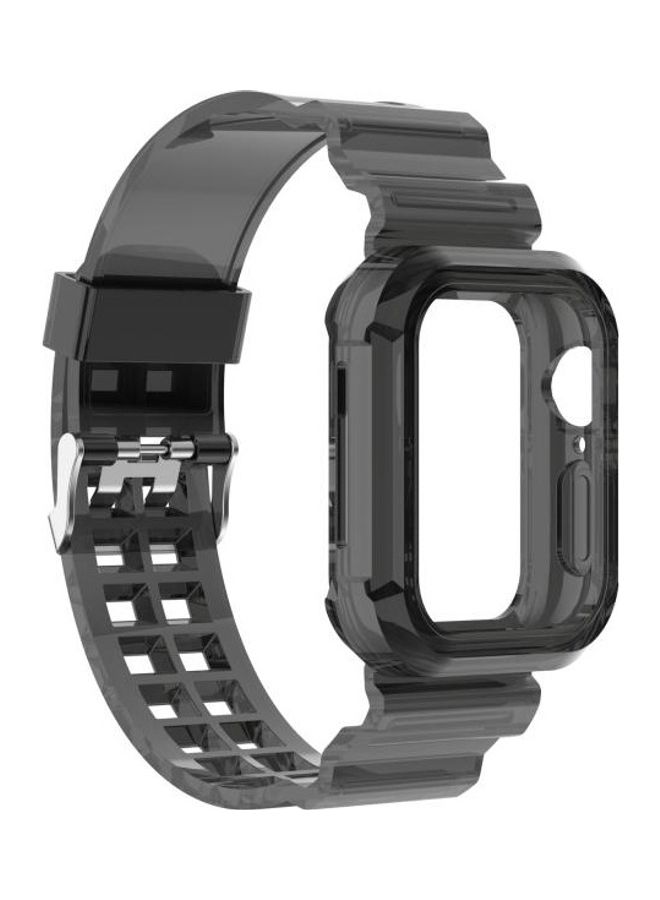NIBEMINENT Silicone Integrated Replacement Strap Watchband For Apple Watch Series 7/6/SE/5/4/3/2/1 41/40/38mm Transparent Black - Image 1