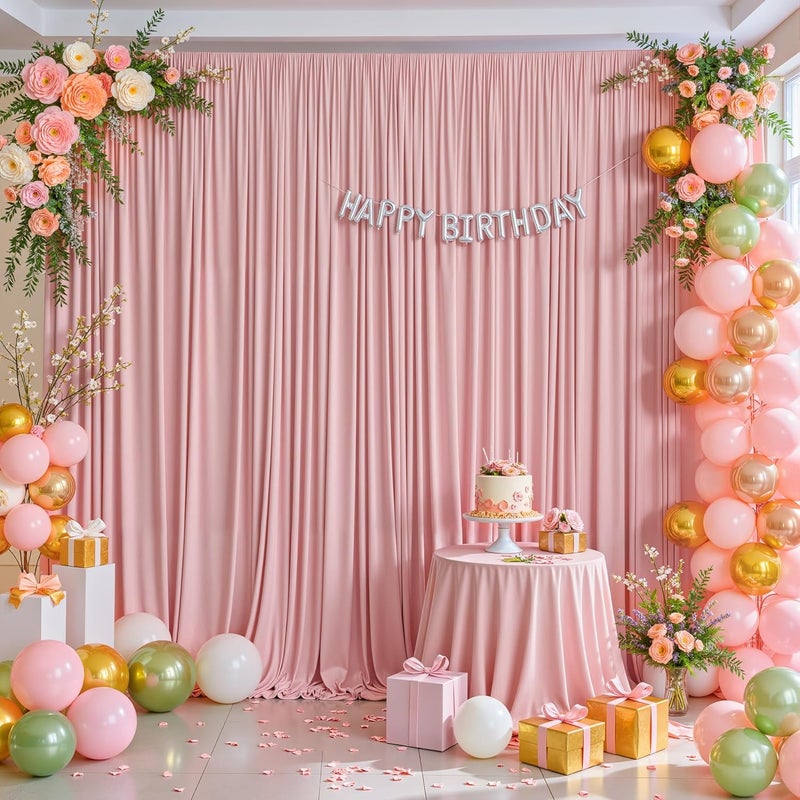 PARTISKY 40x10FT Dusty Rose Backdrop Curtains for Wedding Parties, Wrinkle Free Polyester Photography Backdrop Drapes for Baby Shower Birthday Parties Stage Background Stand Decorations 4x10ft,10 Panels - Image 5