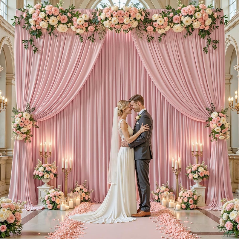 PARTISKY 40x10FT Dusty Rose Backdrop Curtains for Wedding Parties, Wrinkle Free Polyester Photography Backdrop Drapes for Baby Shower Birthday Parties Stage Background Stand Decorations 4x10ft,10 Panels - Image 3