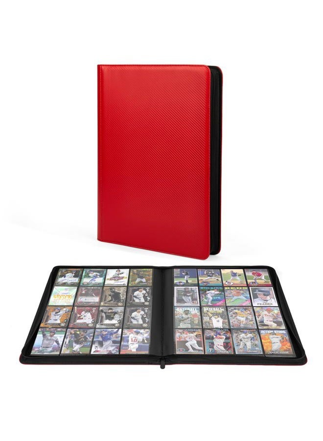 OTMOTMO Premium 1000+ Pockets Trading Card Binder, 16-Pocket Ringless Side-Loading Album for TCG, MTG, Lorcana, Sports & Standard-Size Cards (Red) - Image 1