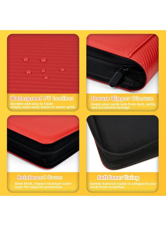 OTMOTMO Premium 1000+ Pockets Trading Card Binder, 16-Pocket Ringless Side-Loading Album for TCG, MTG, Lorcana, Sports & Standard-Size Cards (Red) - Image 5