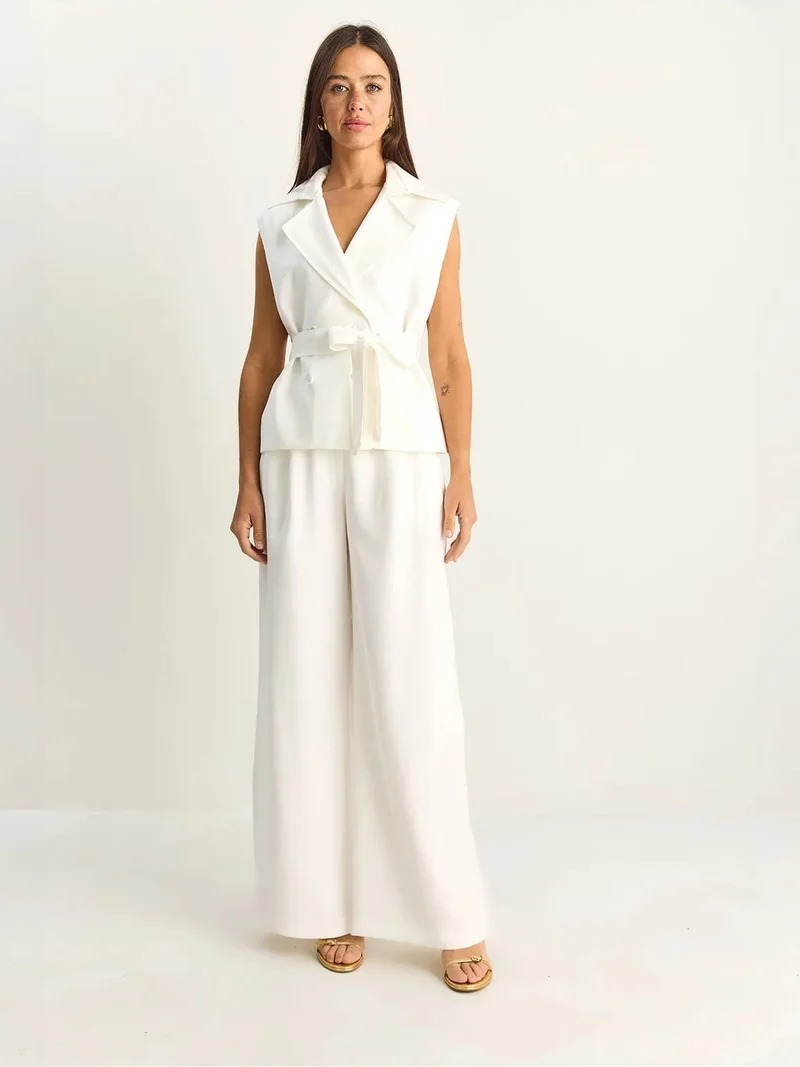 بيانكو لوتشي LUCCI High Waist Wide Leg Co-ord Set with Shawl Collar