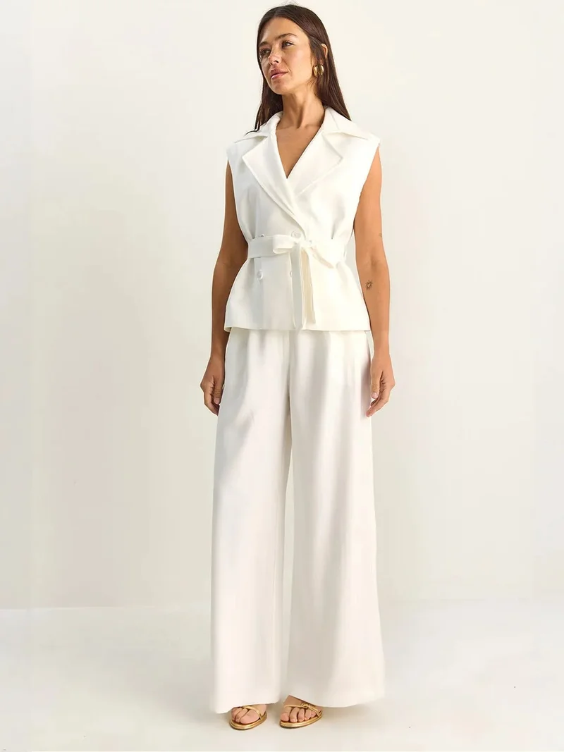 بيانكو لوتشي LUCCI High Waist Wide Leg Co-ord Set with Shawl Collar