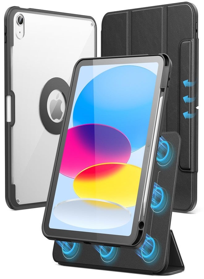 SPARIN Case for iPad 10th Generation 10.9 inch with Pencil Holder 2022, Hybrid Detachable Magnetic Protective Stand for iPad case 10th genration, Clear Back Pack Cover, Auto Wake/Sleep -Black - Image 1