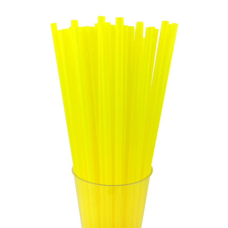YAOSHENG 200PCS 10.2 Inches Disposable Decorative Yellow Plastic Straws for Birthday Wedding Cocktail Party Supplies (0.23 * 10.2inch) (Yellow) - Image 1