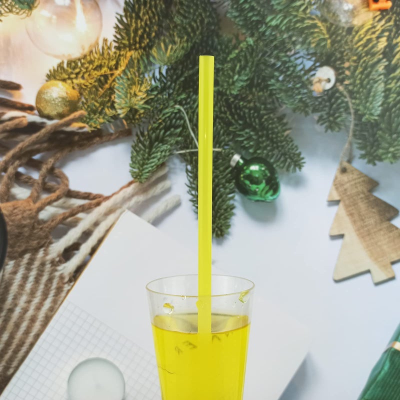 YAOSHENG 200PCS 10.2 Inches Disposable Decorative Yellow Plastic Straws for Birthday Wedding Cocktail Party Supplies (0.23 * 10.2inch) (Yellow) - Image 3
