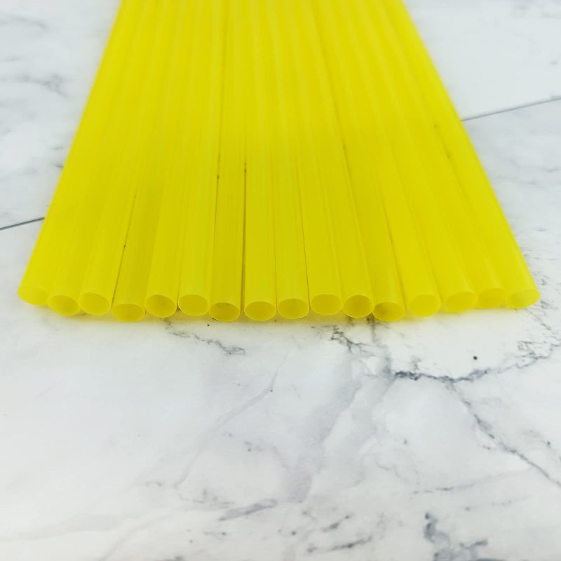 YAOSHENG 200PCS 10.2 Inches Disposable Decorative Yellow Plastic Straws for Birthday Wedding Cocktail Party Supplies (0.23 * 10.2inch) (Yellow) - Image 5