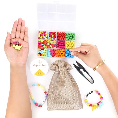 Ambitieux DIY Bracelet Making Kit for Girls – 12 Types Colorful Beads with Charms, Elastic Thread, Earrings, Clasps & Rings – Jewellery Craft Kit for Kids, Birthday Return Gift, Rakhi Special Set for 2 3 4 5 6 7 8 9 10 years (All color) - Image 5