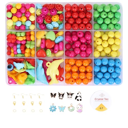 Ambitieux DIY Bracelet Making Kit for Girls – 12 Types Colorful Beads with Charms, Elastic Thread, Earrings, Clasps & Rings – Jewellery Craft Kit for Kids, Birthday Return Gift, Rakhi Special Set for 2 3 4 5 6 7 8 9 10 years (All color) - Image 1