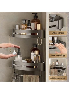 Jorunb 3 Pack Shower Shelves Corner Shower Caddy Bathroom Corner Shelf Stainless Steel Tripod No Drilling Wall Mounted Bathroom Storage Organizer Rustproof for Bathroom Toilet Kitchen Bedroom  - Image 3