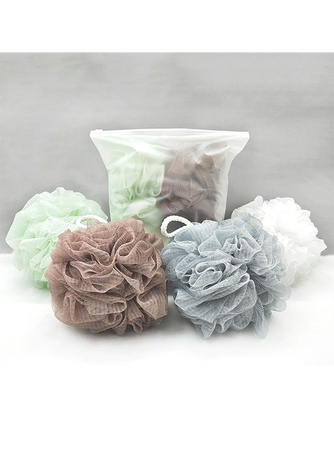 4-Piece Mesh Pouf Bath Sponge Loofah Multicolor 15cm
