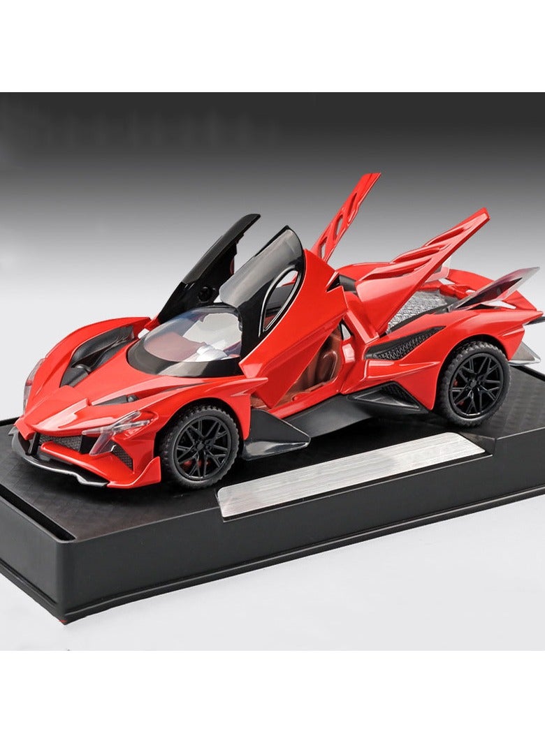 HALAMODO 1:32 Apollo Sun God Sports Car Model , Alloy Simulation Pull-Back Car With Light & Sound Force Control Toy Car , Model Car for Kids Boy Girl Gift , Collectible Display, Red 15.6 cm*6.8 cm*3.9 cm - Image 1