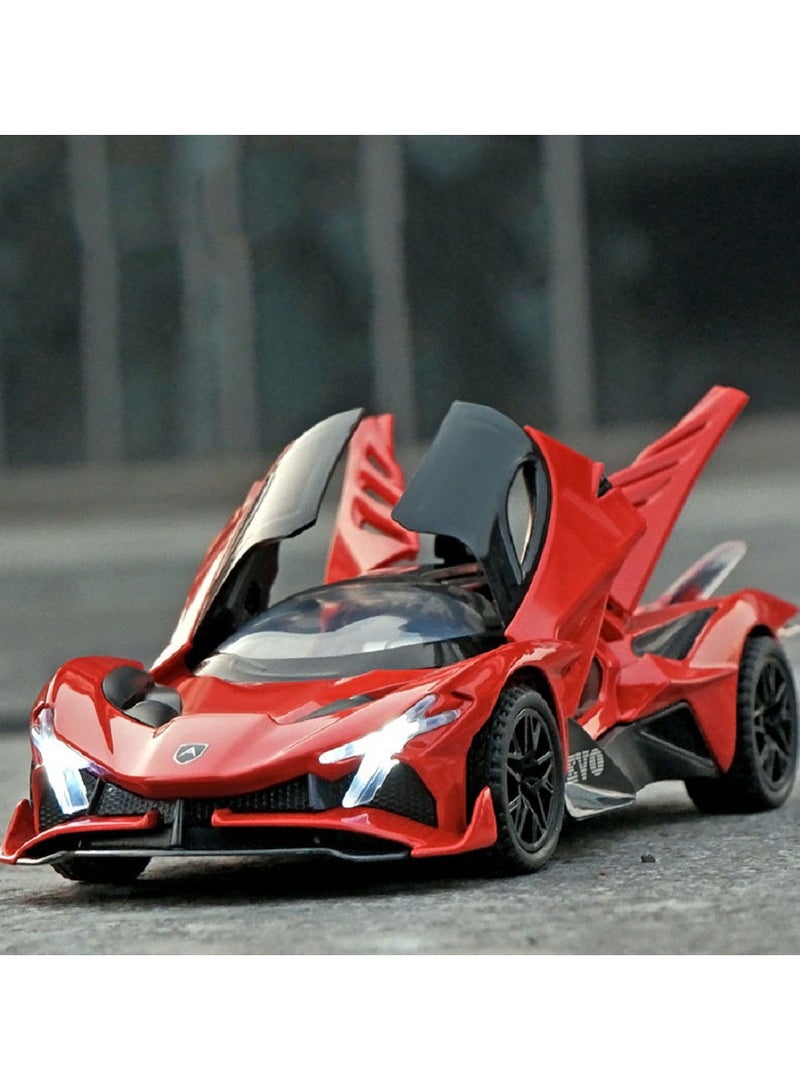 HALAMODO 1:32 Apollo Sun God Sports Car Model , Alloy Simulation Pull-Back Car With Light & Sound Force Control Toy Car , Model Car for Kids Boy Girl Gift , Collectible Display, Red 15.6 cm*6.8 cm*3.9 cm - Image 2