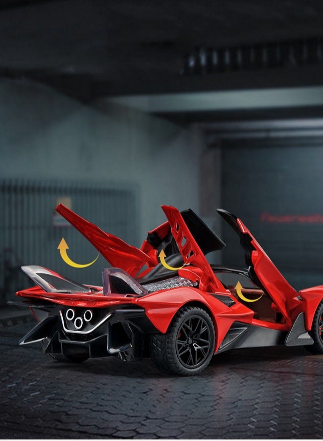 HALAMODO 1:32 Apollo Sun God Sports Car Model , Alloy Simulation Pull-Back Car With Light & Sound Force Control Toy Car , Model Car for Kids Boy Girl Gift , Collectible Display, Red 15.6 cm*6.8 cm*3.9 cm - Image 3