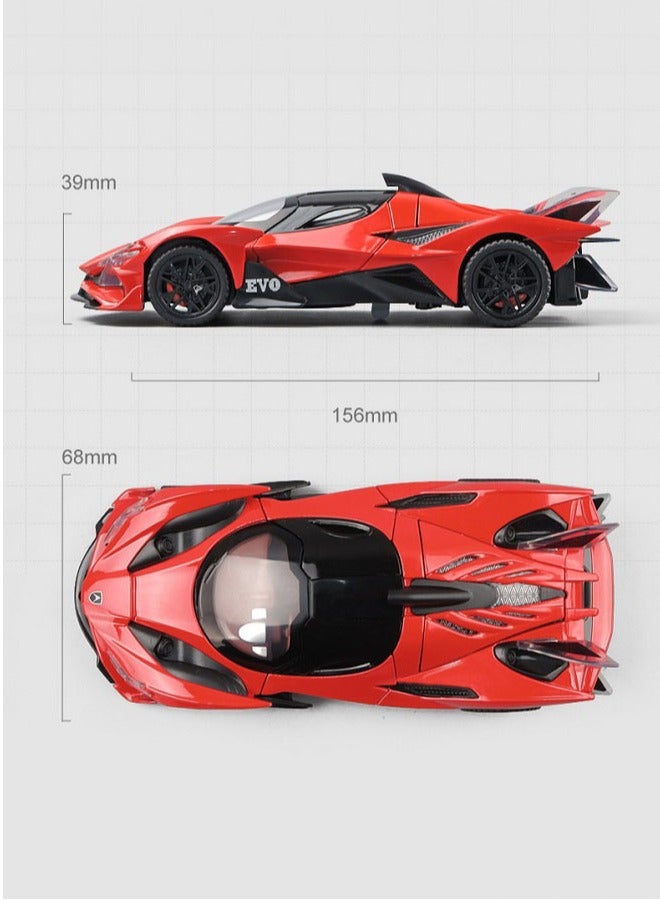 HALAMODO 1:32 Apollo Sun God Sports Car Model , Alloy Simulation Pull-Back Car With Light & Sound Force Control Toy Car , Model Car for Kids Boy Girl Gift , Collectible Display, Red 15.6 cm*6.8 cm*3.9 cm - Image 4