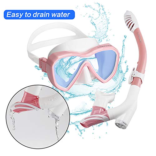 LUXPARD Snorkel Set, Anti-Fog Panoramic View Snorkel Mask and Anti-Leak Dry Snorkel Tube, Snorkeling Gear for Adults, Snorkel Kit Bag Included (Pink) - Image 3