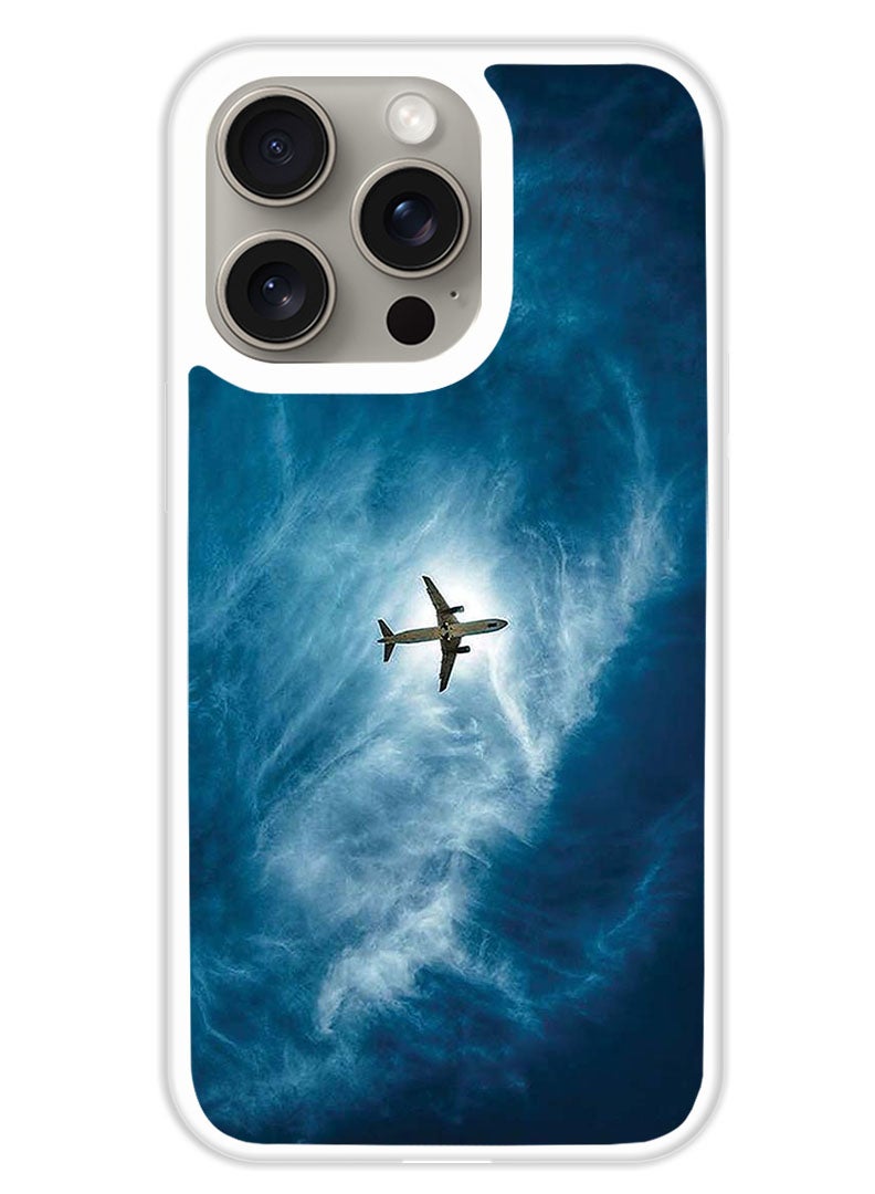 Theodor Protective Case Cover For APPLE IPHONE 15 Pro Plane In The Sky  (White Bumper) - Image 1