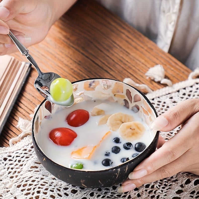 Natural Shell Coconut Bowl Peacock Style Home Decor Dessert Salad Bowl Creative Storage - Image 4