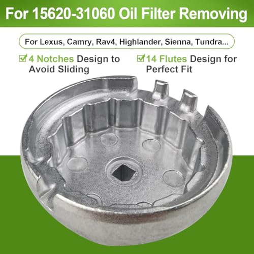 Shonee Oil Filter Wrench for Toyota,Lexus,RAV4,Camry,Cruiser,Avalon,Tacoma,Tundra,Highlander,Sienna-64mm 14 flute Oil Filter Cap Removal Tool - Image 4