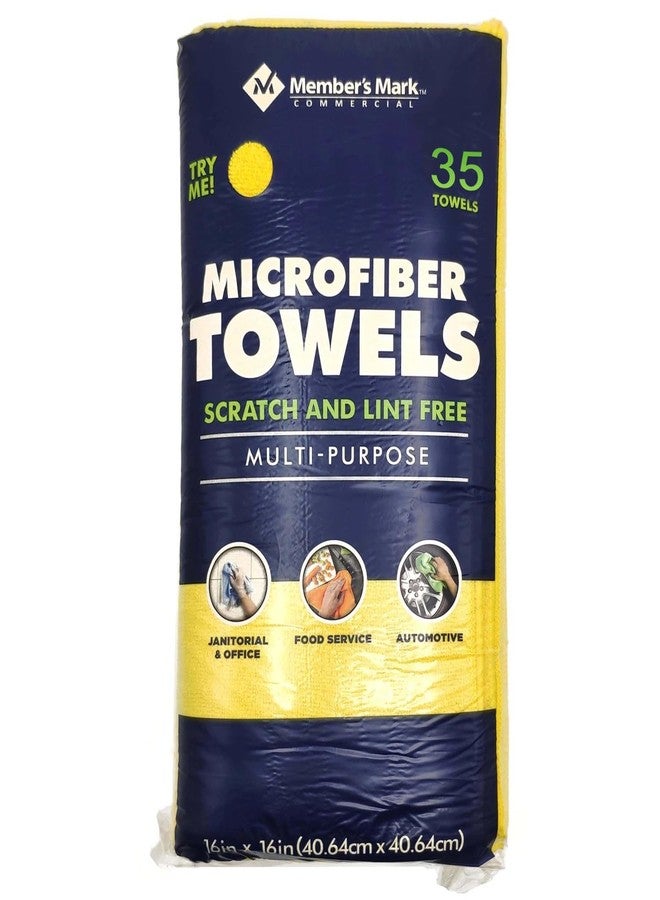 Members Mark Member's Mark Microfiber Cleaning Towels for Home, Kitchen, Car, Window (16" x 16".) (35 Ct, Yellow) - Image 1