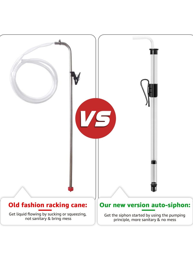 45 cm Auto Siphon Kit with Tubing, 2 Pieces, 17.7 Inch, Built in Pump, Plastic Racking Cane Liquid Processing Filter, Homebrew Fermentation Siphoning Kit with Stabilizer Clip Clamp - Image 3