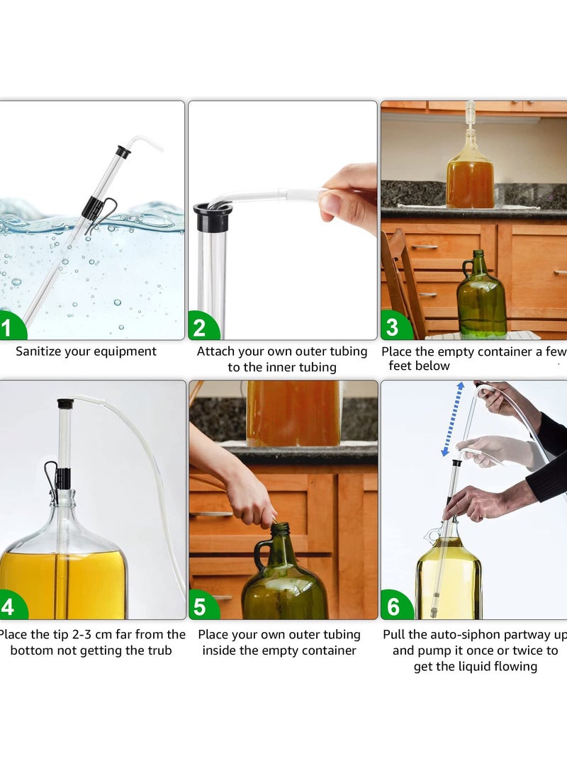 45 cm Auto Siphon Kit with Tubing, 2 Pieces, 17.7 Inch, Built in Pump, Plastic Racking Cane Liquid Processing Filter, Homebrew Fermentation Siphoning Kit with Stabilizer Clip Clamp - Image 4