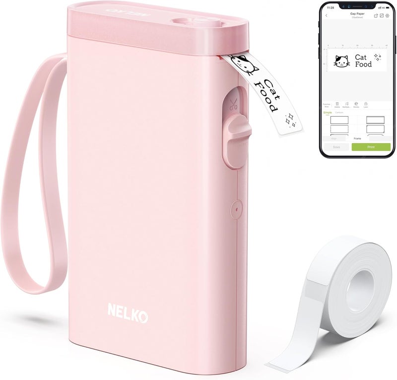 Oil resistant Bluetooth P21 Label Printer, Portable Self-Adhesive Labelling Device, Wireless Mini Printer for iOS Android, Home, Office - Pink Connectable modular - Image 1
