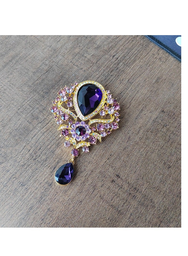 AROAQ Brooch Pin, Large Crystal Water-drop Brooches For Women, Pendant Style Wedding Pins for Parties Wedding Events Birthdays Blue - Image 3