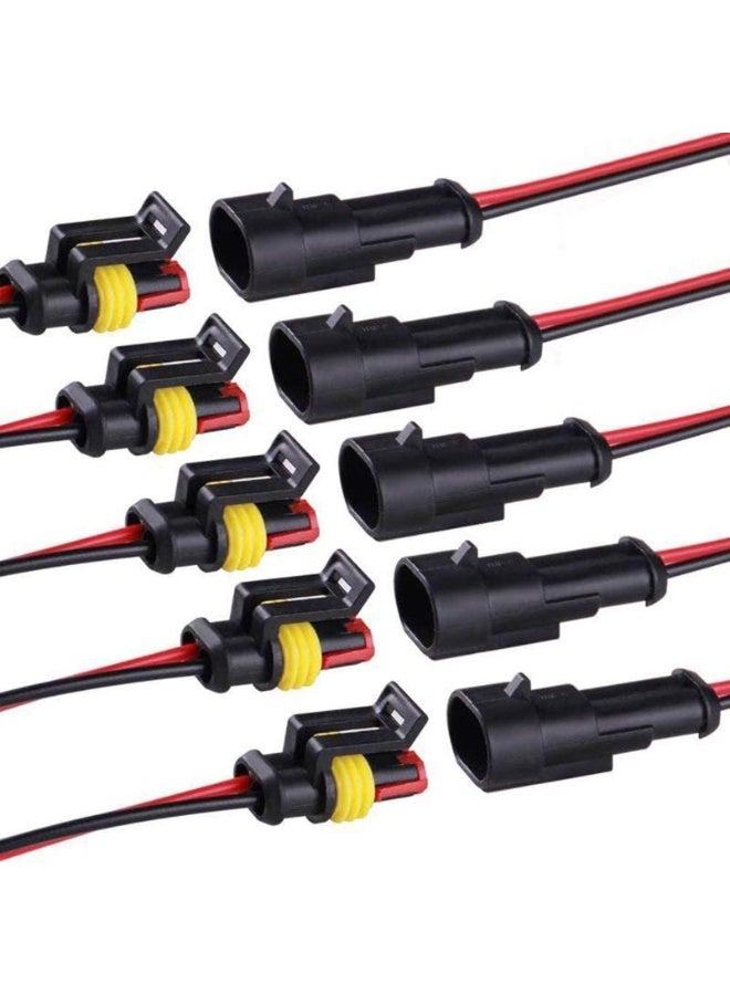 2Pin Wire Connectors Electrical Connector Terminal, Male and Female Waterproof Wire Series Terminal Connector, Car Connector Waterproof Electrical Connector for Truck, Motorcycle (5PCS) - Image 1