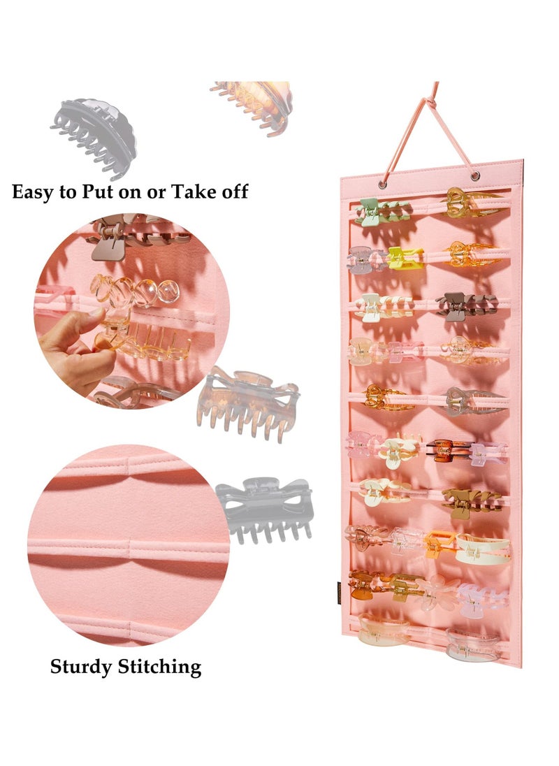 SYOSI Hanging Claw Clip Organizer, Large Claw Clip Holder Organizer, Wall-Mount Hair Claw Stand Display Holder, Claw Clips Holder and Storage for Lady Women Teen Girls (Pink)  - Image 3