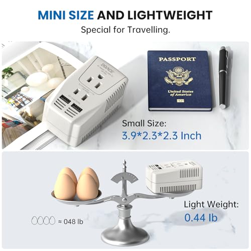 DOACE Upgraded 2000W 220V to 110V Converter for European Travel, Voltage Converter US to Europe for Hair Dryer Straightener Curling Iron, 2300W Adapter with EU/UK/AU/US Plugs for Laptop Camera Cell Phone - Image 4