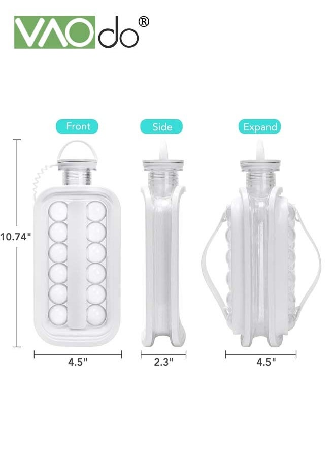 VAOdo - Ice Cube Trays 2 in 1 Portable Ice Ball Maker Kettle With 17 Grids Flat Body Lid Cooling Ice Pop Cube Molds for Refreshing Beverages BPA-Free Ice Ball Maker Grey - Image 1